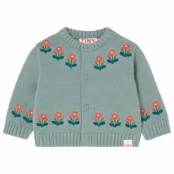 Sale Tinycottons Cardigan Fleurs Laine Bébé | Sauge