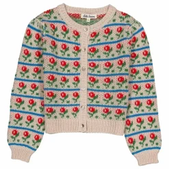 Hello Simone Cardigan Lison Fleuri Laine Alpaga et Mérinos | Beige New