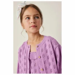 Enfant Tocoto Vintage Cardigan Maille Fleurs | Lilas