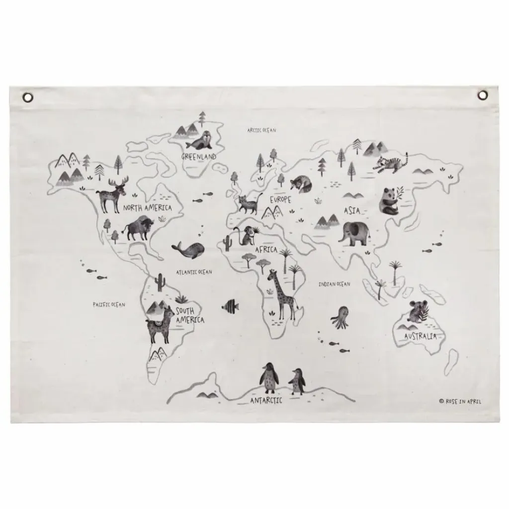 Rose in April Carte du monde version anglaise Blanc