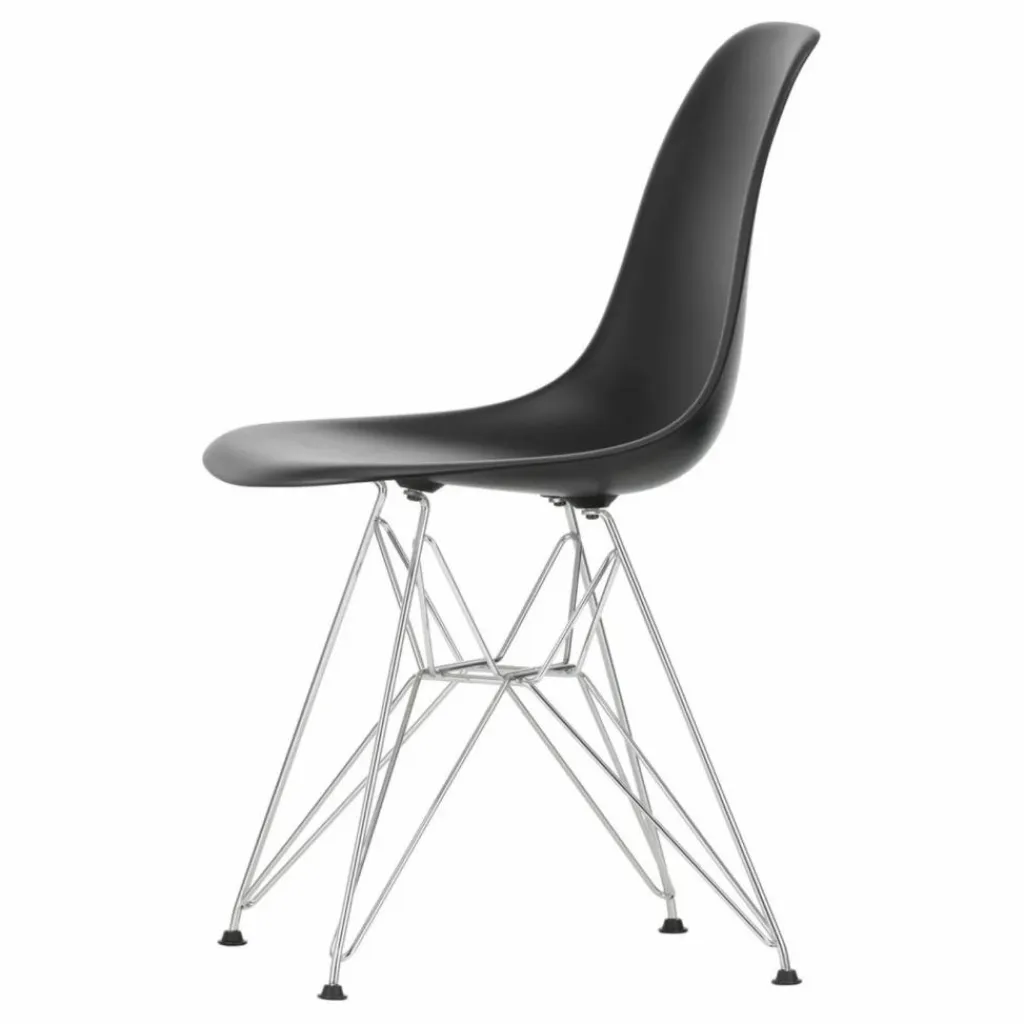 Discount Vitra Chaise DSR Plastic - piètement Chromé - Charles & Ray Eames | Noir