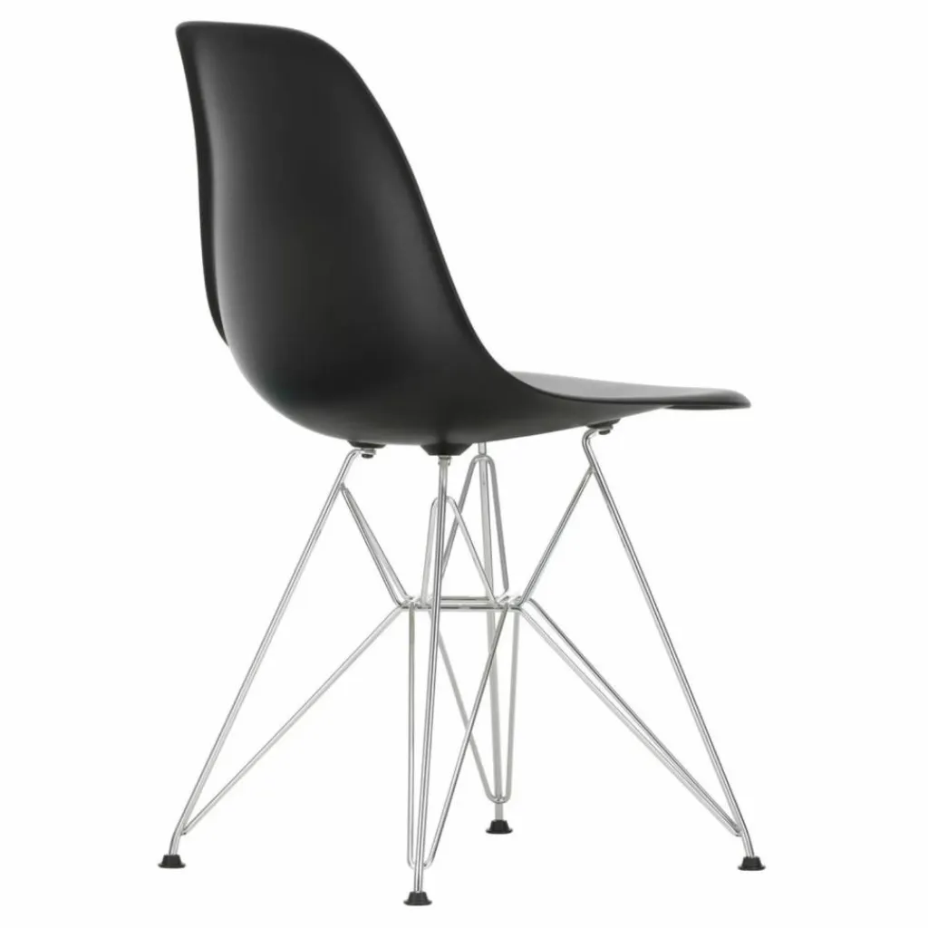 Discount Vitra Chaise DSR Plastic - piètement Chromé - Charles & Ray Eames | Noir