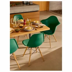 Clearance Vitra Chaise DSW plastic - piètement érable - Charles & Ray Eames | Vert émeraude