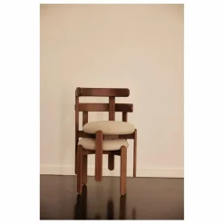 Clearance Gabrielle Paris Chaise Lilas en bois, assise en lin | Blanc cassé