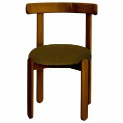 Gabrielle Paris Chaise Lilas en bois finition Teck, assise en bouclette |