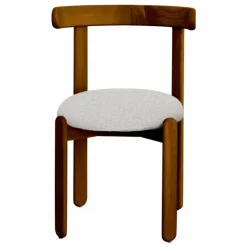 Gabrielle Paris Chaise Lilas en bois finition Teck, assise en bouclette | Crème Sale