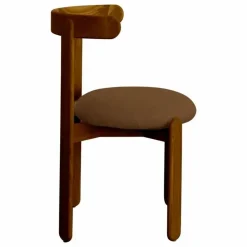 Outlet Gabrielle Paris Chaise Lilas en bois finition Teck, assise en lin | Mocha