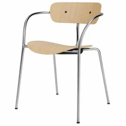 & Tradition Chaise Pavilion AV2 avec accoudoirs, piètement chromé - Lot de 2 |