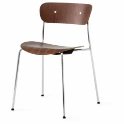 & Tradition Chaise Pavilion AV1, piètement chromé - Lot de 2 | Noyer Discount