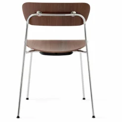 & Tradition Chaise Pavilion AV1, piètement chromé - Lot de 2 | Noyer Discount