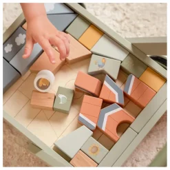 Little Dutch Chariot à blocs en bois FSC - Little Farm Multicolore