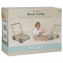 Little Dutch Chariot à blocs en bois FSC - Little Farm Multicolore