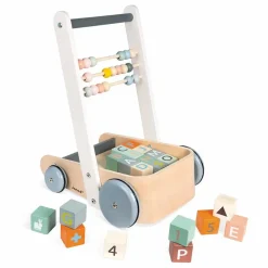 Janod Porteurs, Trotteurs|Jouets D'Éveil|Chariot boulier et ses 20 cubes