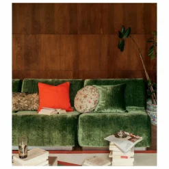 The Socialite Family Chauffeuse modulable Rotondo velours côtelé brillant | Vert olive