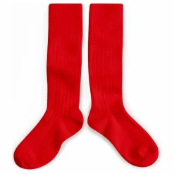 Collégien Chaussettes La Haute | Rouge coquelicot Discount