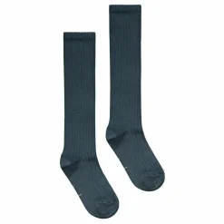 Gray Label Chaussettes Long Ribbed Coton Bio | Bleu gris Outlet