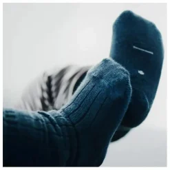 Gray Label Chaussettes Long Ribbed Coton Bio | Bleu gris Outlet