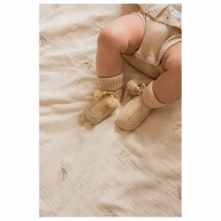 Gentil Coquelicot Chaussons en tricot et pochon brodé | Beige Sale