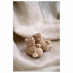 Gentil Coquelicot Chaussons en tricot et pochon brodé | Beige Sale