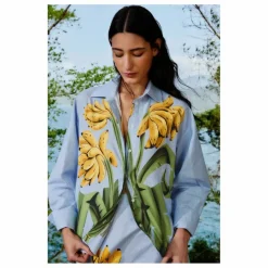 Farm Rio Chemise Banana Cocina Rayée | Bleu Outlet