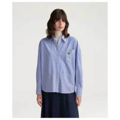 Discount Momoni Chemise Claire Rayée Popeline de Coton | Bleu Clair