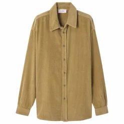 American Vintage Chemise Padow Velours | Vert kaki clair Clearance