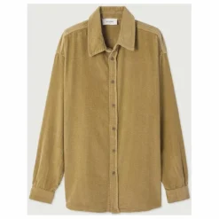 American Vintage Chemise Padow Velours | Vert kaki clair Clearance