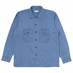 Universal Works Chemise Utility Herringbone | Washed Blue Discount
