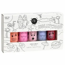 Nailmatic Kids Coffret de 5 vernis à l'eau Hollywood - Gaston, Super, Polly, Bella et Kitty Multicolore Best