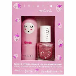 Enfant/Femme Inuwet Soins Du Visage|Coffrets|Coffret duo baume à lèvres et vernis à l'eau Fraise