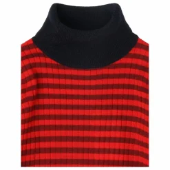 Best FUB Col Roulé Rayé Laine de Mérinos | Rouge