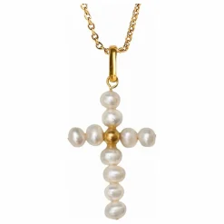 Alhaja Collier Pearly Cross | Blanc