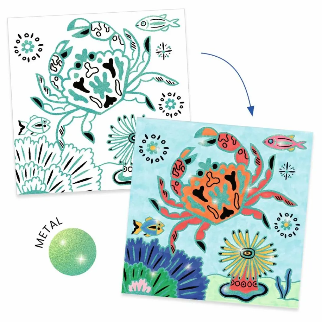 Discount Djeco Coloriages Sous la Mer Multicolore