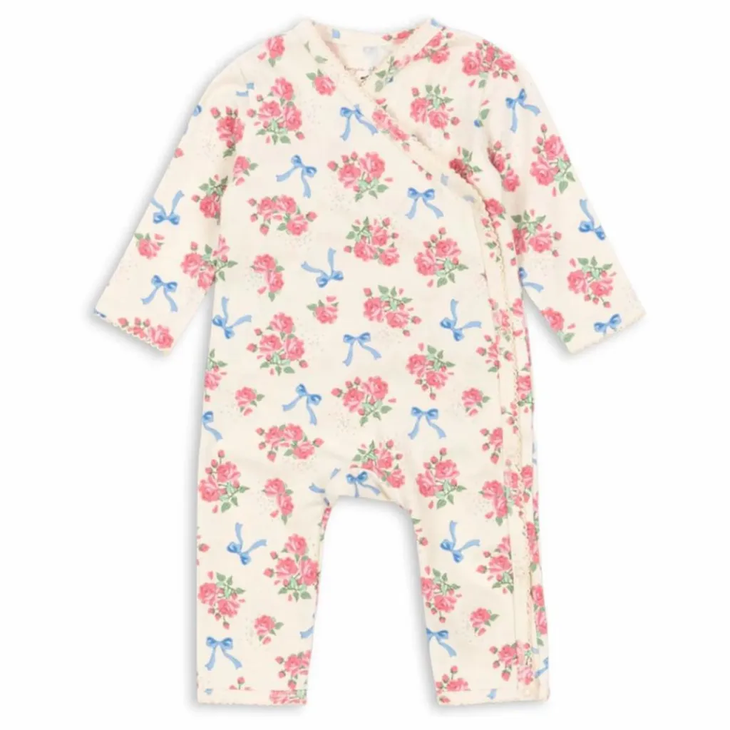 Konges Sløjd Combinaison Cache Coeur Fleurie Coton Bio | Ecru Sale