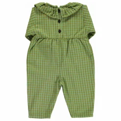 Clearance Piupiuchick Combinaison Col Carreaux Coton Bio | Vert