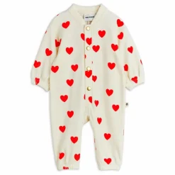 Mini Rodini Combinaison Cœurs Velours Coton Bio | Blanc