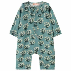 Tinycottons Combinaison Fleurie Velours Côtelé | Turquoise Outlet