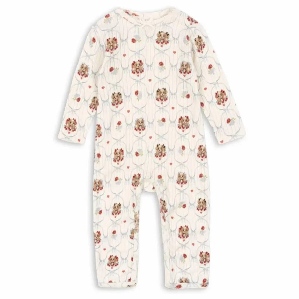 Konges Sløjd Combinaison Minnie Chiens Pointelle Coton Bio | Ecru New