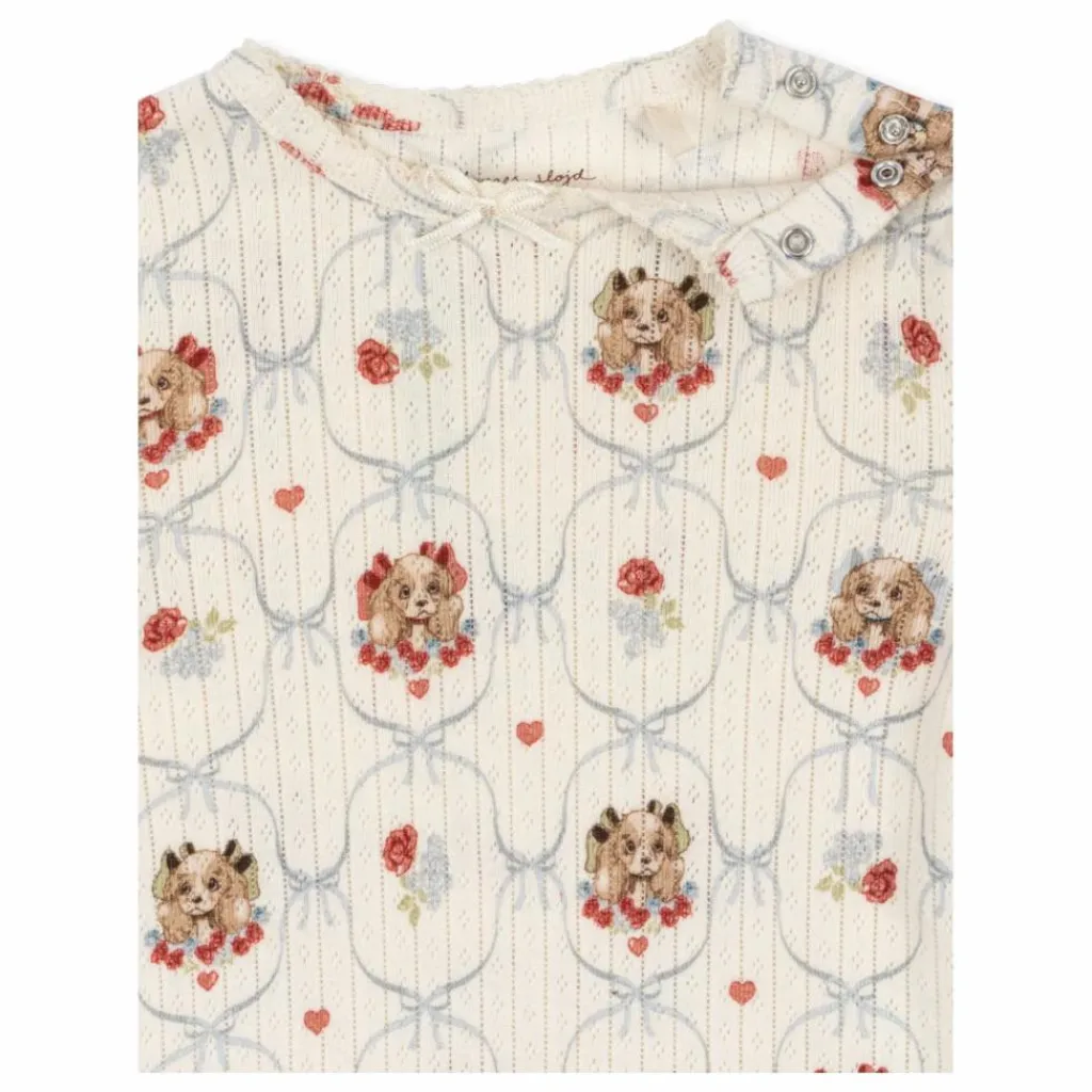 Konges Sløjd Combinaison Minnie Chiens Pointelle Coton Bio | Ecru New