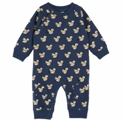 Emile et Ida Combinaison Molleton Ecureuils Coton Bio | Bleu nuit