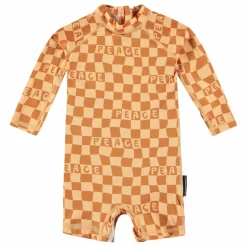 Beach & Bandits Combishort Anti-UV Checkered Peace Fibres Recyclées | Jaune Best