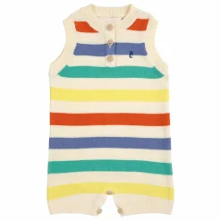 Sale Bobo Choses Combishort Rayure Maille Coton Bio | Ecru