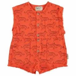 Enfant Piupiuchick Robes, Combinaisons|Combishort Tiger Poche Coton Bio |