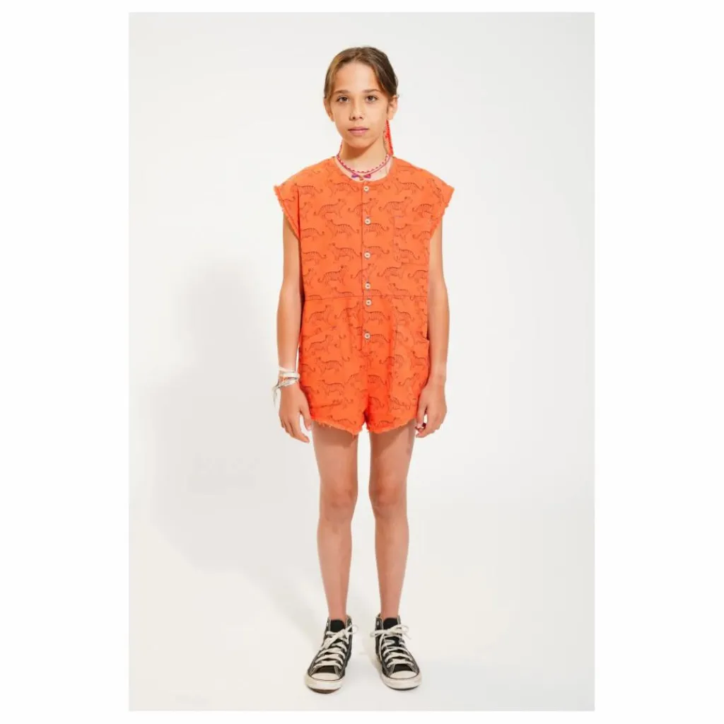 Enfant Piupiuchick Robes, Combinaisons|Combishort Tiger Poche Coton Bio |