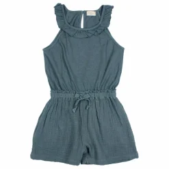 Hot Búho Combishort Unie Lin | Bleu canard