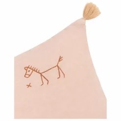 Nobodinoz Coussin à pompons - Lin Français | Rose poudré New