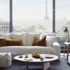 Clearance Maison de Vacances Coussin basic en peau de chèvre du Tibet | Ocre