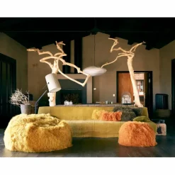 Clearance Maison de Vacances Coussin basic en peau de chèvre du Tibet | Ocre