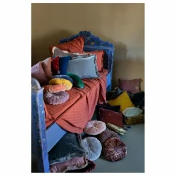 Outlet Le Monde Sauvage Coussin en velours de soie Goa | Bleu Clair