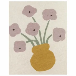 Enfant Nobodinoz Coussin Fleurs - Lin Français | Lilas